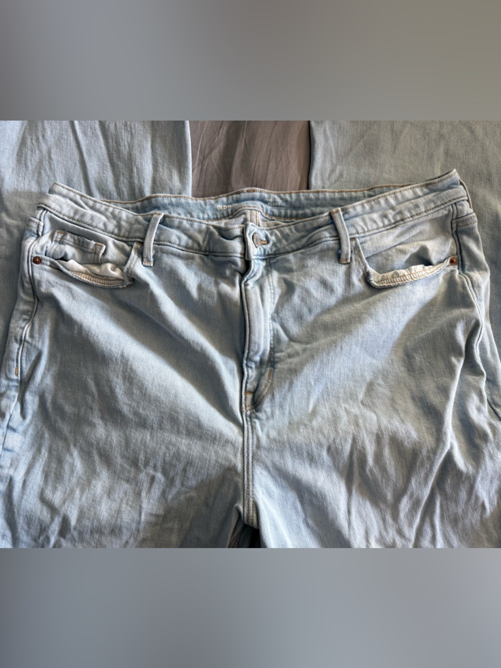 Old Navy Higher High Rise Frayed Flare Light Blue Denim Jeans